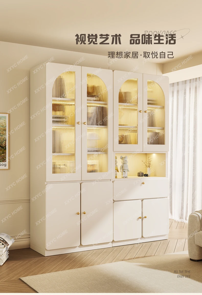 L Light luxury cream style bookcase household with glass door modern simple solid wood storage living room against the wall
L Light luxury cream style bookcase household with glass door modern simple solid wood storage living room against the wall