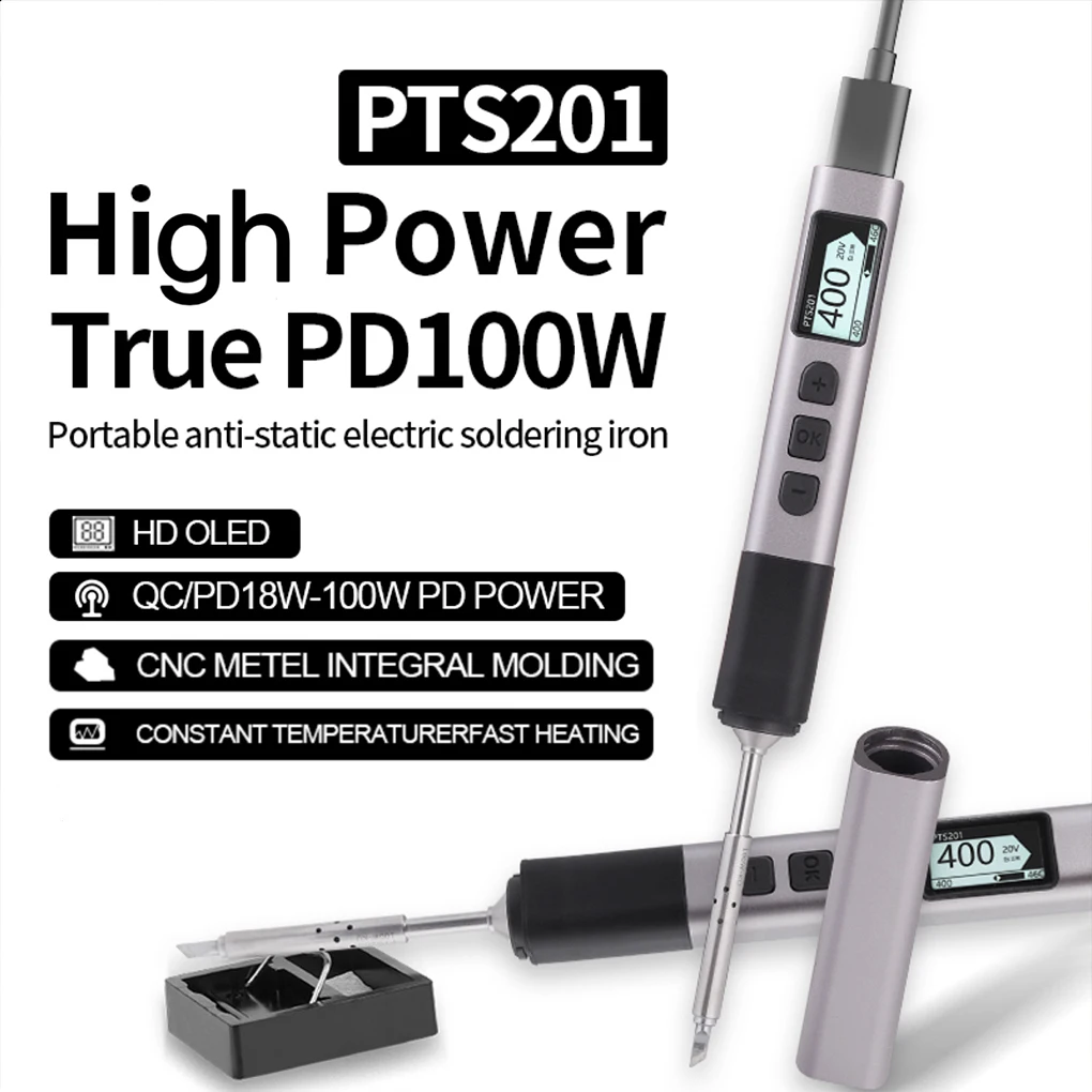 PTS201 Smart Electric Soldering Iron 100W Mini Portable Fast Heating Soldering Station Universal TS101/TS100 Soldering Iron Tip
PTS201 Smart Electric Soldering Iron 100W Mini Portable Fast Heating Soldering Station Universal TS101/TS100 Soldering Iron Tip