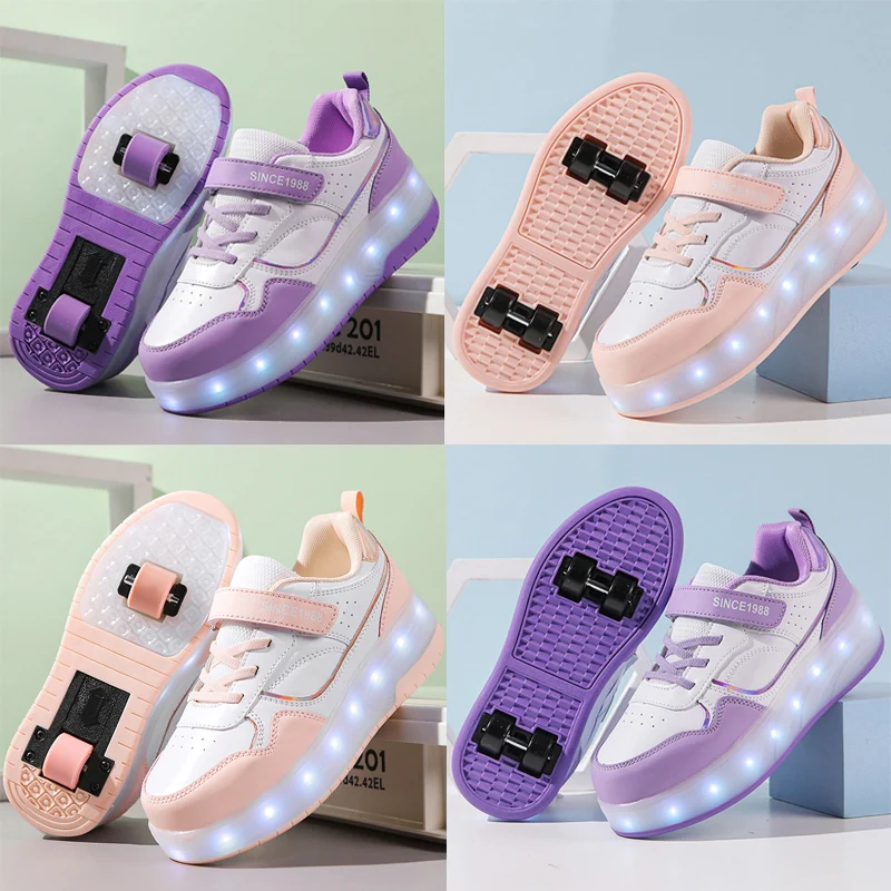 New Boys Girls Sports Shoes with Wheels LED Glowing Sneakers Flashing USB Charging Roller Skates Retractable Shoes Casual Gift
New Boys Girls Sports Shoes with Wheels LED Glowing Sneakers Flashing USB Charging Roller Skates Retractable Shoes Casual Gift