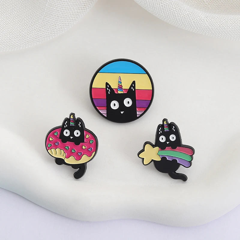 Rainbow Cats Enamel Pins Unicorn Yoga Kitten Brooches White Black Cats Lapel Badges Cute Animal Jewelry Gift Accessories
Rainbow Cats Enamel Pins Unicorn Yoga Kitten Brooches White Black Cats Lapel Badges Cute Animal Jewelry Gift Accessories