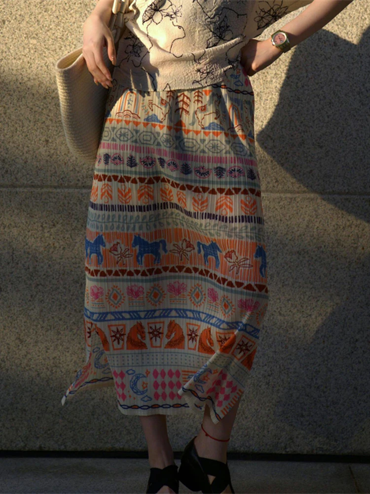 Retro Ethnic Print Half Skirt Women's Summer High Waist Slim A-Line Pleated Unique Design Sensation Skirts
Retro Ethnic Print Half Skirt Women's Summer High Waist Slim A-Line Pleated Unique Design Sensation Skirts