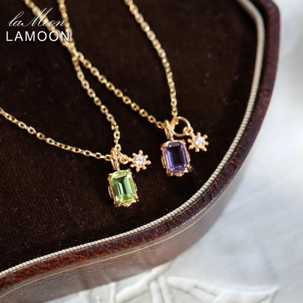 LAMOON Natrual Peridot Amethyst Necklace For Women Gemstone Double Pendant 925 Sterling Silver Gold Plated Fine Jewelry Gift
LAMOON Natrual Peridot Amethyst Necklace For Women Gemstone Double Pendant 925 Sterling Silver Gold Plated Fine Jewelry Gift