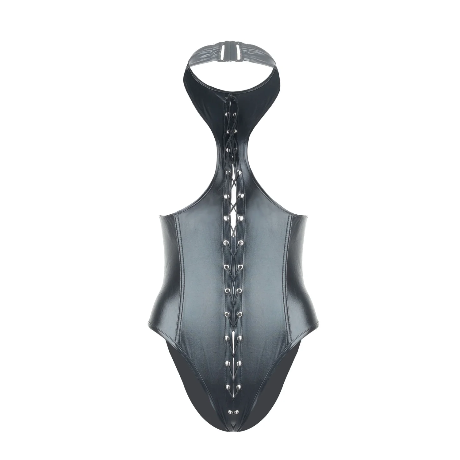 Women's PVC Faux Leather Glitter Cupless Crotchless Halter Teddy Bodysuit Lingerie with Garter
Women's PVC Faux Leather Glitter Cupless Crotchless Halter Teddy Bodysuit Lingerie with Garter