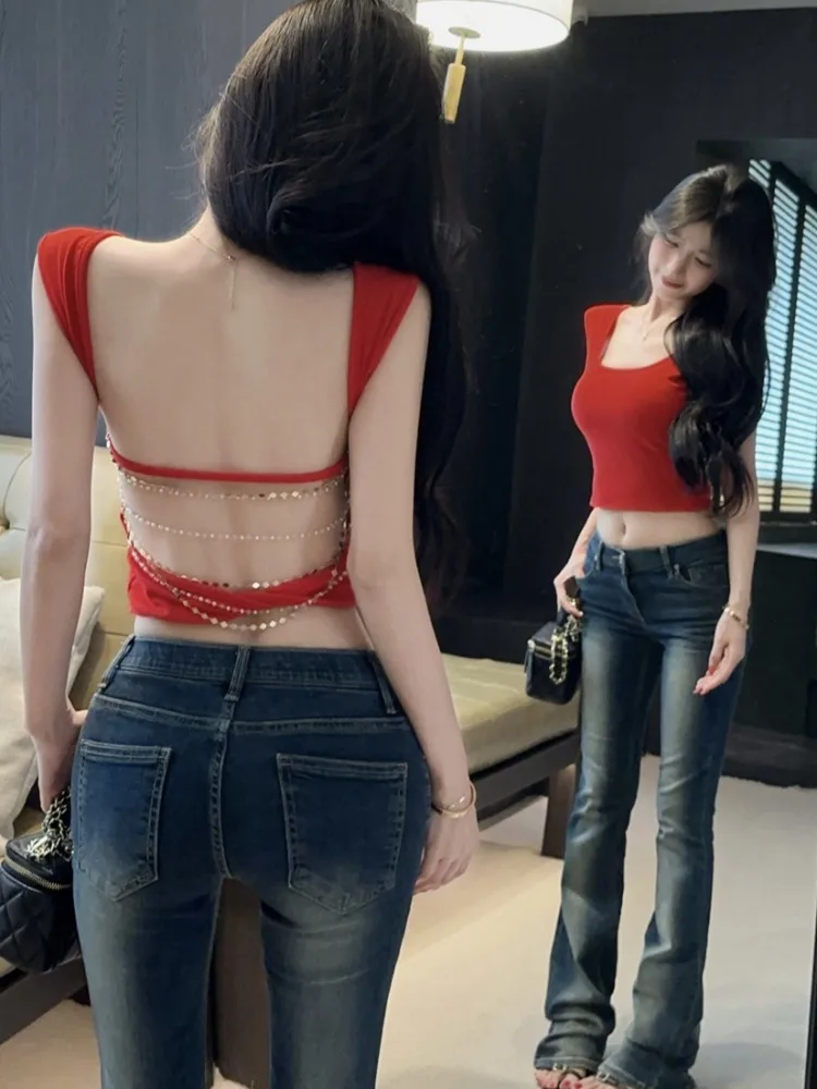 Sexy Backless Sleeve Dopaamine Vest Women's Summer New Pure Desire Korean Style Knitted Short Sleeve High Waist Citywalk
Sexy Backless Sleeve Dopaamine Vest Women's Summer New Pure Desire Korean Style Knitted Short Sleeve High Waist Citywalk