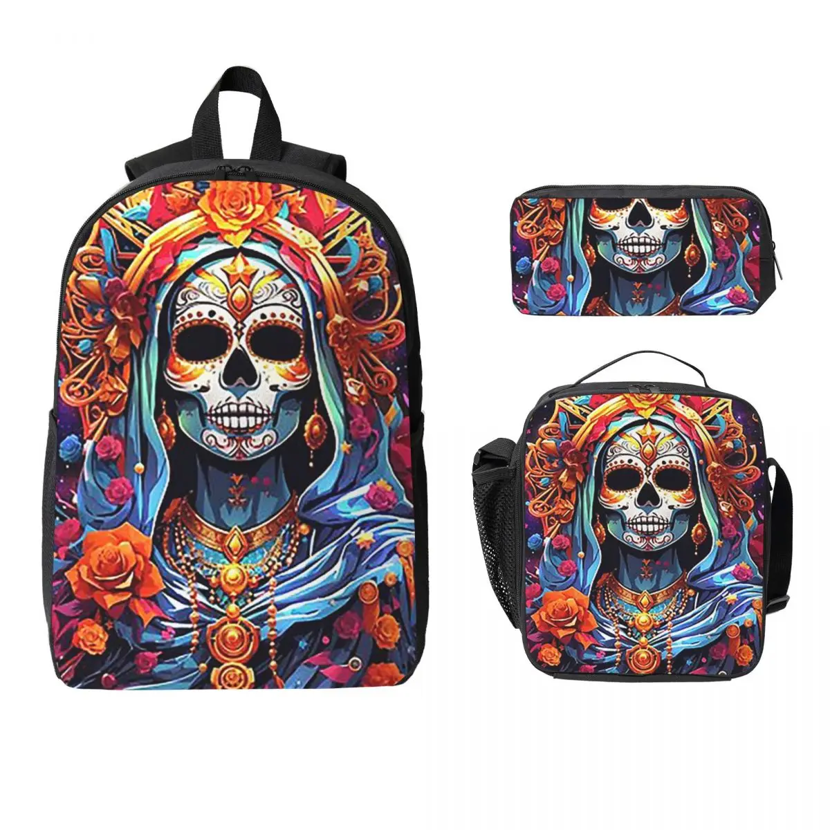 Santa Muerte Spanish Backpack Student Boys Girls BookBag School Bag Laptop Shoulder Bags 3ps Insulated Lunch Bag Pencil Case
Santa Muerte Spanish Backpack Student Boys Girls BookBag School Bag Laptop Shoulder Bags 3ps Insulated Lunch Bag Pencil Case
