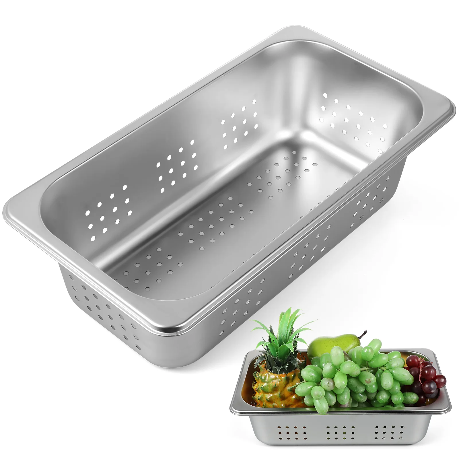 Steam Table Stainless Steel Lunch Box Steamer Perforated Pan Round Third Silver Food
Steam Table Stainless Steel Lunch Box Steamer Perforated Pan Round Third Silver Food