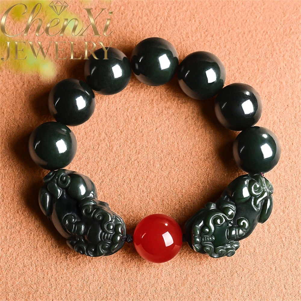 Natural Hetian Green Jade Double Kirin Buddhist Prayer Beads Bracelet Luxury Quality Fashion Fine Jewelry Exquisite Popular Gift
Natural Hetian Green Jade Double Kirin Buddhist Prayer Beads Bracelet Luxury Quality Fashion Fine Jewelry Exquisite Popular Gift