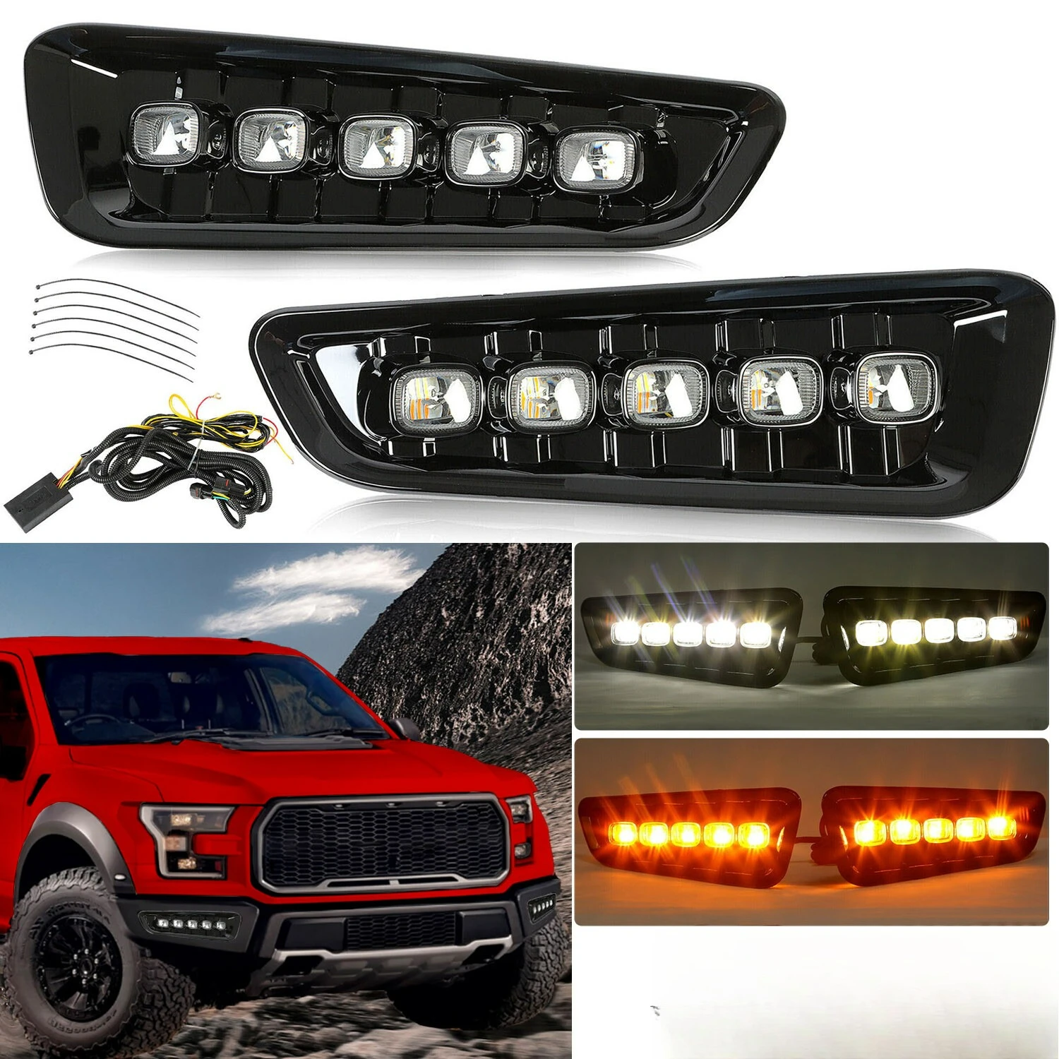 Front Bumper Turn Signal Fog Lights Lamps Kit For Ford F-150 Raptor 2017-2020
Front Bumper Turn Signal Fog Lights Lamps Kit For Ford F-150 Raptor 2017-2020