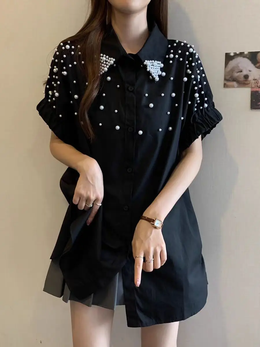 High-end Loose Casual Cotton Short Sleeve Shirts Blouses For Women 2025 Summer Single Breasted Tops Korean Popular Clothes
High-end Loose Casual Cotton Short Sleeve Shirts Blouses For Women 2025 Summer Single Breasted Tops Korean Popular Clothes