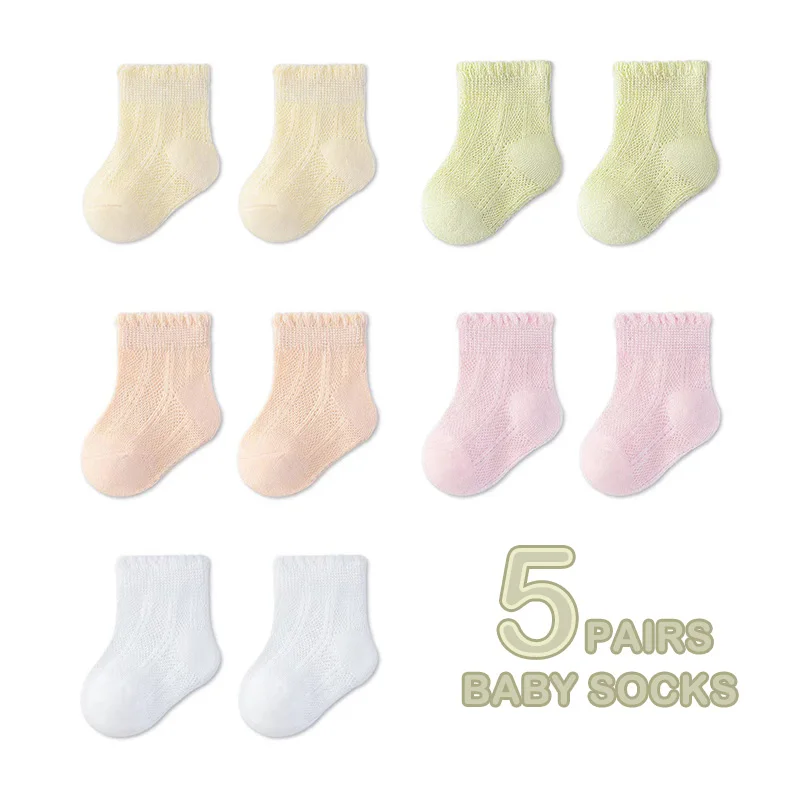 5Pairs Baby Mesh Sock Summer Newborn Cotton Sock Solid Color Thin Breathable Boys Girls Mid Tube Socks 0-3Year Children Footwear
5Pairs Baby Mesh Sock Summer Newborn Cotton Sock Solid Color Thin Breathable Boys Girls Mid Tube Socks 0-3Year Children Footwear