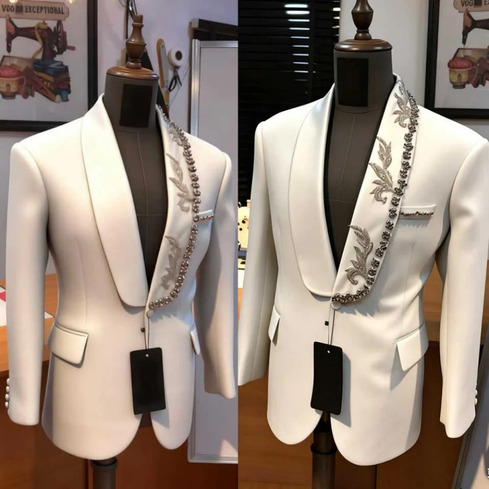 2026 Diamonds Wedding Groom Tuxedos 2 Piece Jacket Pants Crystal Formal Occasion Male Fashion Party Outfits Customized
2026 Diamonds Wedding Groom Tuxedos 2 Piece Jacket Pants Crystal Formal Occasion Male Fashion Party Outfits Customized