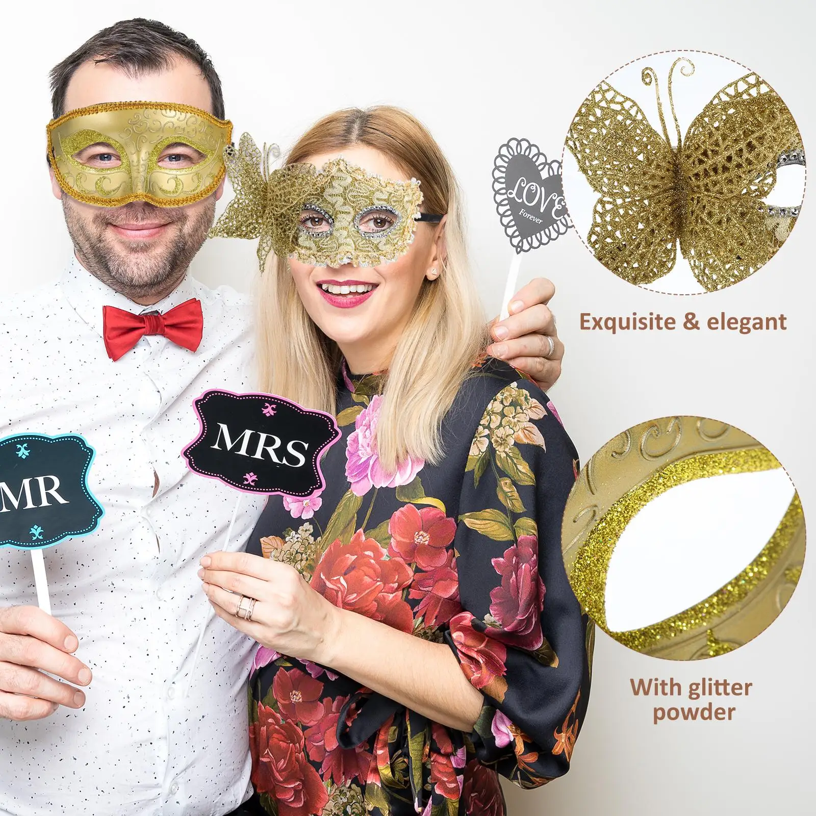 2Pcs Masquerade Masks Golden Plastic Lightweight Reusable Carnival Festival Decorative Masks Women Party Adult
2Pcs Masquerade Masks Golden Plastic Lightweight Reusable Carnival Festival Decorative Masks Women Party Adult