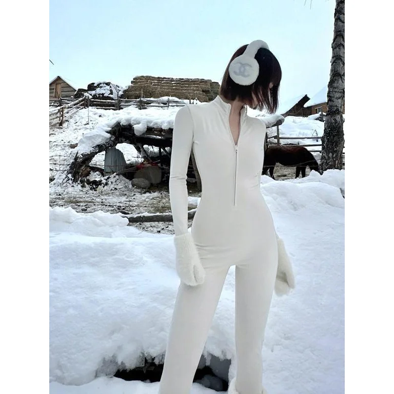 Long White Mountain Winter Travel Zippered Jumpsuit Women's Slim Fit High Waist Polyester Fiber ort Pants Jumpsuit
Long White Mountain Winter Travel Zippered Jumpsuit Women's Slim Fit High Waist Polyester Fiber ort Pants Jumpsuit
