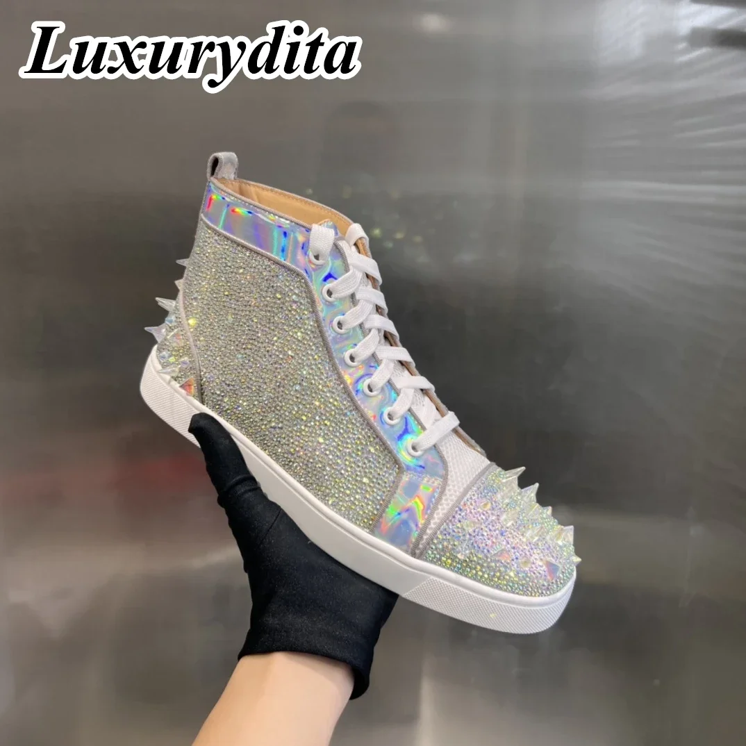 Top Quality Womens Trendy Casual Sneakers Luxury Mens Real Leather Tennis Shoes Designr Red Sole Tide Lovers Rivet Shoes HJ0394
Top Quality Womens Trendy Casual Sneakers Luxury Mens Real Leather Tennis Shoes Designr Red Sole Tide Lovers Rivet Shoes HJ0394