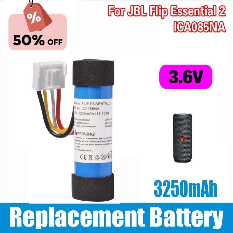 3.6V 3250MAH ICA085NA Battery For JBL Flip Essential 2 Portable Bluetooth Speaker
3.6V 3250MAH ICA085NA Battery For JBL Flip Essential 2 Portable Bluetooth Speaker