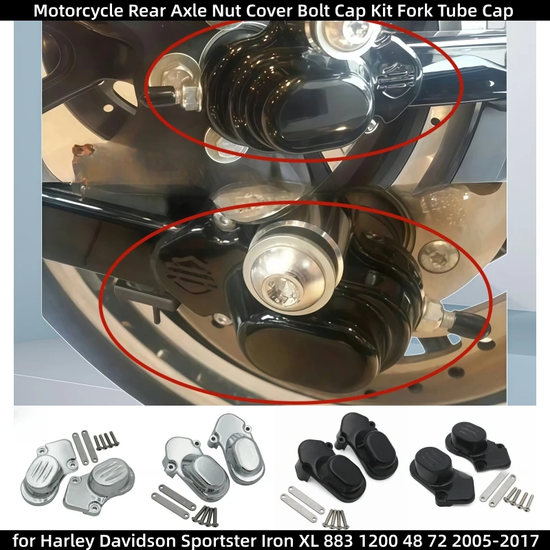 Motorcycle Rear Axle Nut Cover Bolt Cap Kit Fork Tube Cap for Harley Davidson Sportster Iron XL 883 1200 48 72 2005-2017
Motorcycle Rear Axle Nut Cover Bolt Cap Kit Fork Tube Cap for Harley Davidson Sportster Iron XL 883 1200 48 72 2005-2017