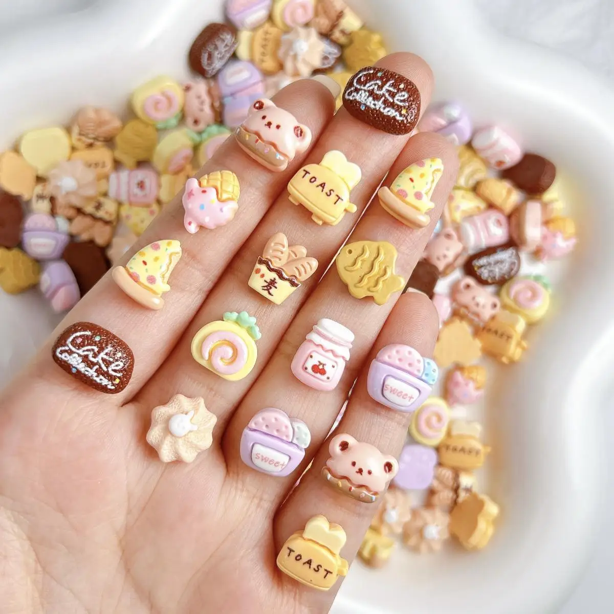 Random Mixed 3D Resin Cute Pizza Biscuit Cake Nail Art Decoration Cartoon Dessert Series Nail Charms DIY Crafts Accessories
Random Mixed 3D Resin Cute Pizza Biscuit Cake Nail Art Decoration Cartoon Dessert Series Nail Charms DIY Crafts Accessories
