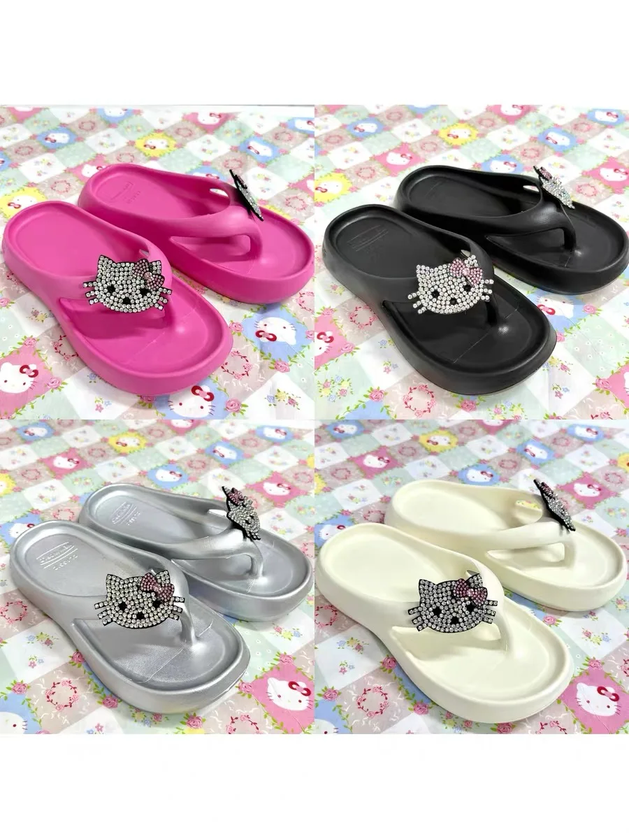 Crystal Bling Rhinestone Sanrio Hello Kitty 4cm Platform Flip Flops Women Soft EVA Summer Slippers Anti-Slip Water Proof Beach
Crystal Bling Rhinestone Sanrio Hello Kitty 4cm Platform Flip Flops Women Soft EVA Summer Slippers Anti-Slip Water Proof Beach