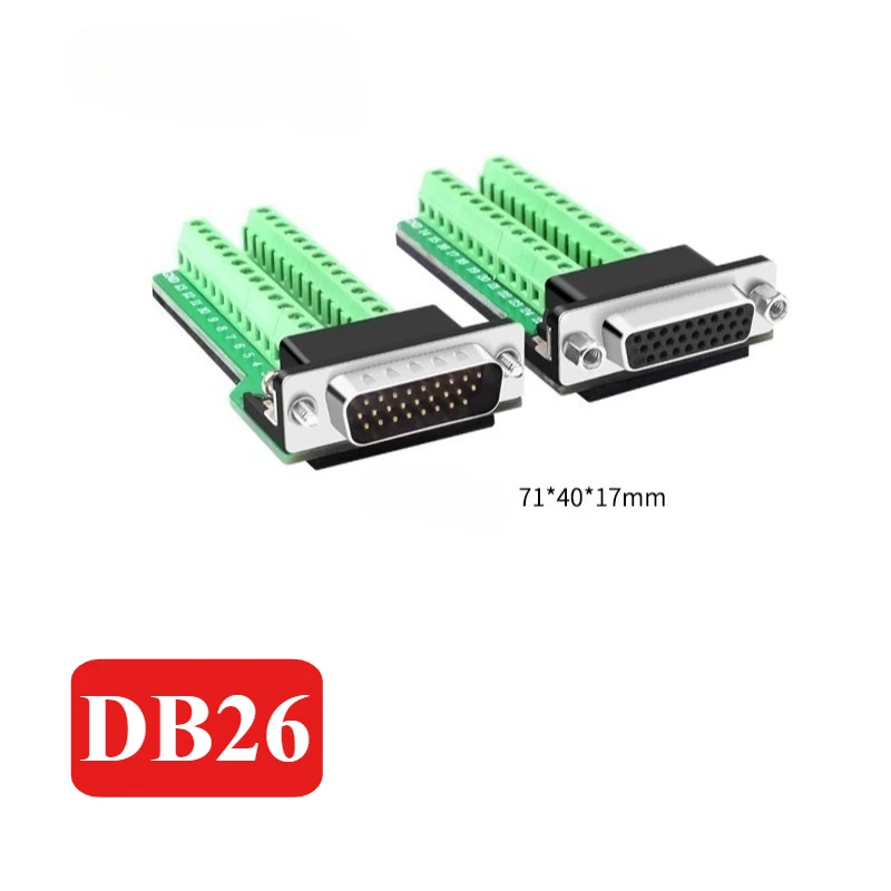 DB26 Solder-free Connector 26-pin 3 Row Male Female Plug Industrial Grade DB 26 D-SUB Breakout Terminal Wiring Board Adapter
DB26 Solder-free Connector 26-pin 3 Row Male Female Plug Industrial Grade DB 26 D-SUB Breakout Terminal Wiring Board Adapter