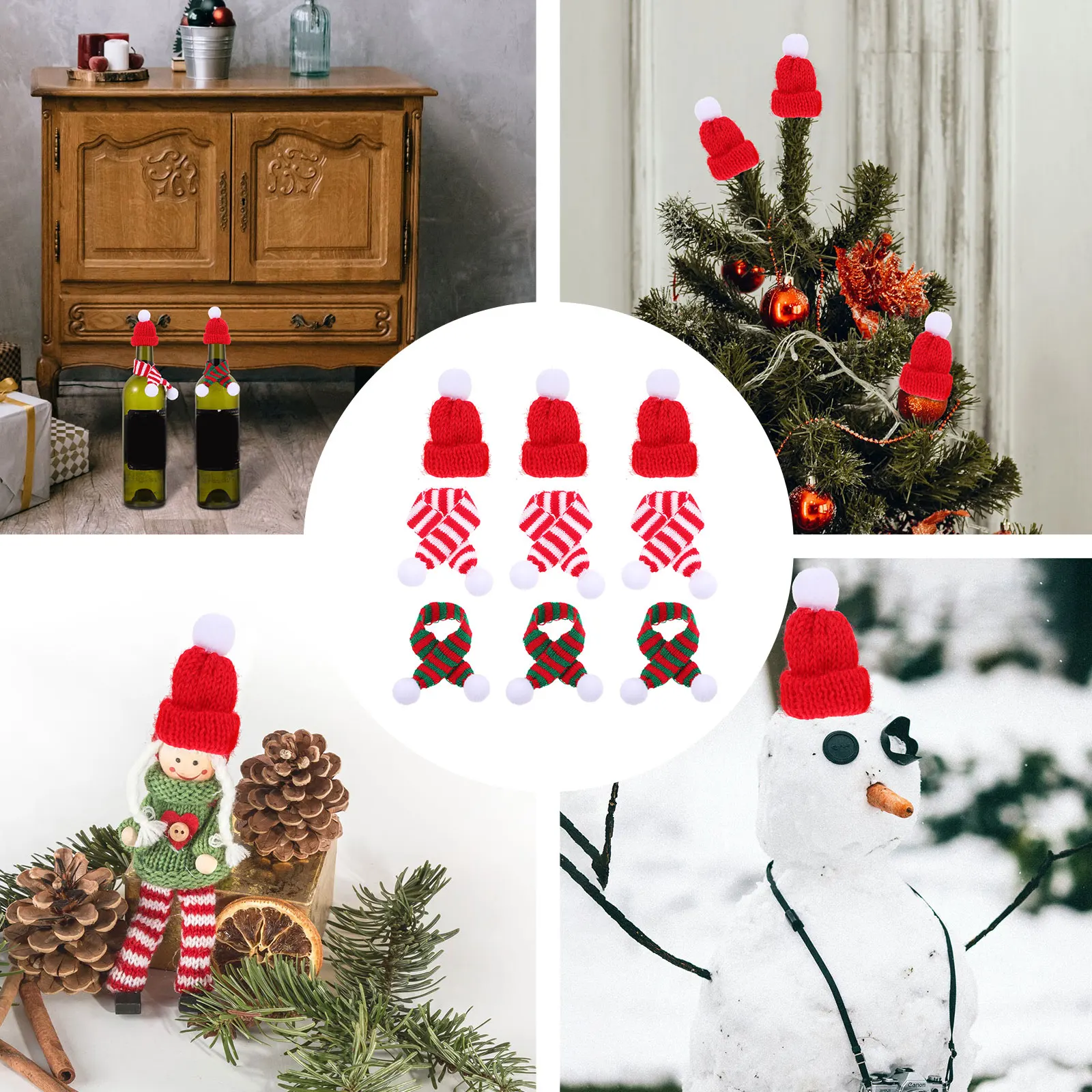 12pcs Bottle Decoration 5x7cm Hats 2x22cm Scarves Red White Red Green Handmade Craft Party Ornament Knitted
12pcs Bottle Decoration 5x7cm Hats 2x22cm Scarves Red White Red Green Handmade Craft Party Ornament Knitted