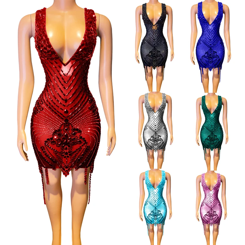7 Colors Full Rhinestones Dress Sexy Perspective Evening Party Dresses Women Gogo Dance Costume Stage Festival Outfit XS7243
7 Colors Full Rhinestones Dress Sexy Perspective Evening Party Dresses Women Gogo Dance Costume Stage Festival Outfit XS7243