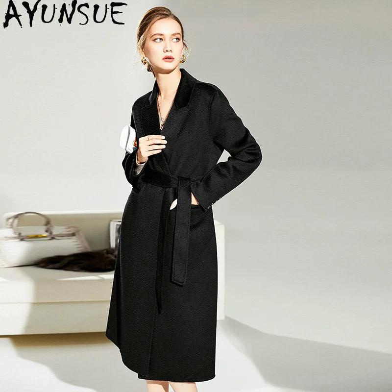 AYUNSUE Double-sided Cashmere Coat Woman Stylish Autumn Winter Black Jacket Cinched Waist Long Jackets Woman Clothes Ropa Mujer
AYUNSUE Double-sided Cashmere Coat Woman Stylish Autumn Winter Black Jacket Cinched Waist Long Jackets Woman Clothes Ropa Mujer