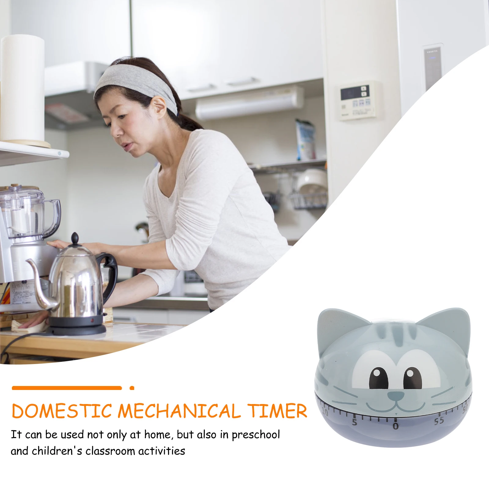 1pc Cat Mechanical Kitchen Baking Timer Cooking Countdown Learning Time Reminder Student Autism Friendly Analog Timer