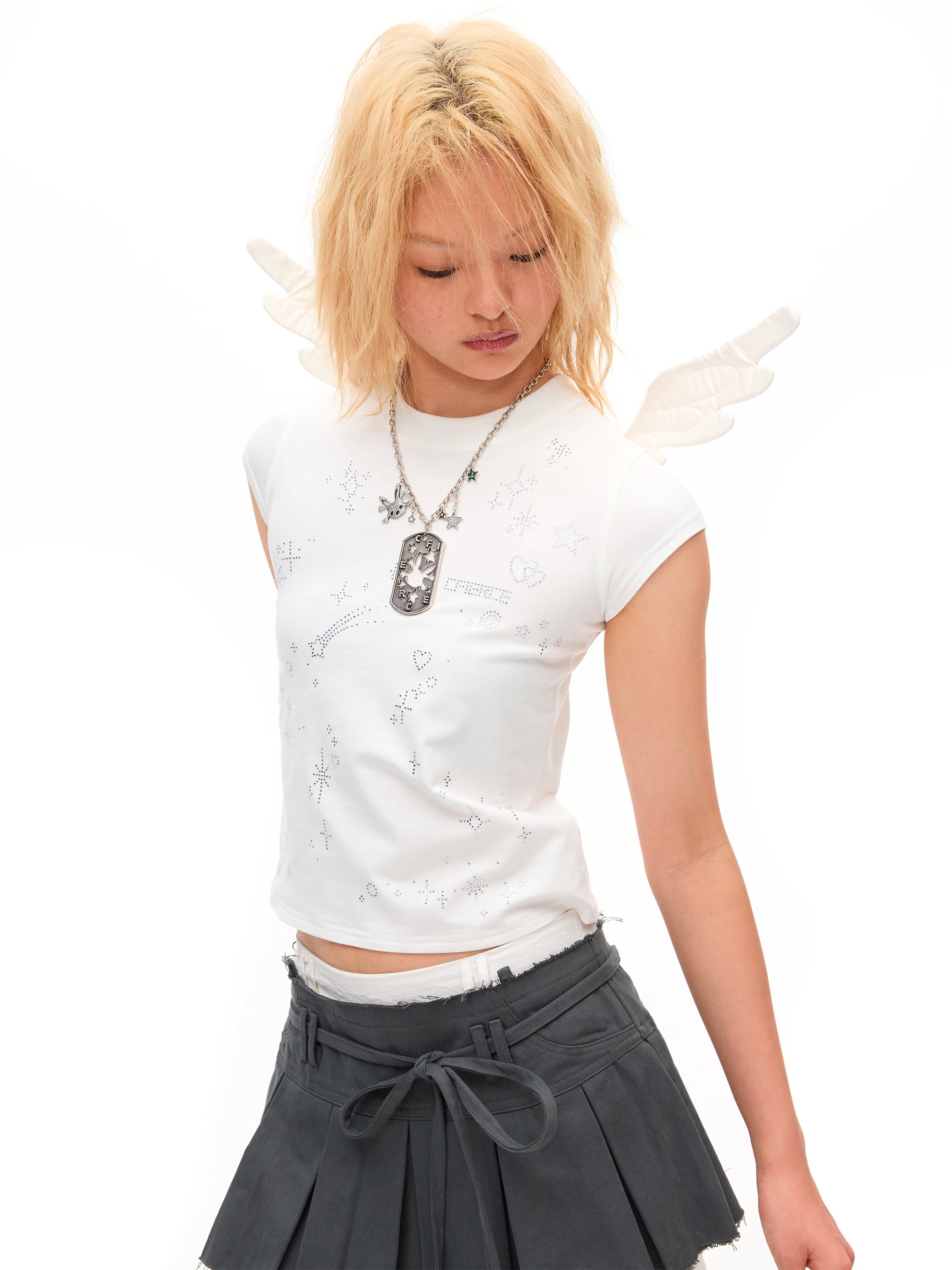 Angel Wings T-Shirt Glittering Starlight Casual Style Cotton Polyester Blend Short Sleeve round Neck Short Length Unisex T-Shirt
Angel Wings T-Shirt Glittering Starlight Casual Style Cotton Polyester Blend Short Sleeve round Neck Short Length Unisex T-Shirt