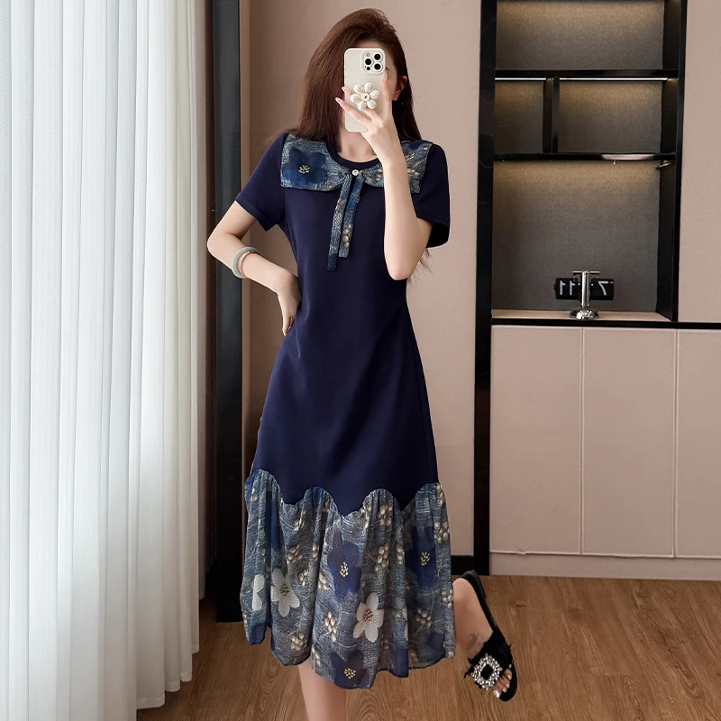 Elegant Floral Print Pleated Maxi Dress round Neck Slimming plus Size T-Shirt Dress Luxury Feel Summer 2026 Collection
Elegant Floral Print Pleated Maxi Dress round Neck Slimming plus Size T-Shirt Dress Luxury Feel Summer 2026 Collection