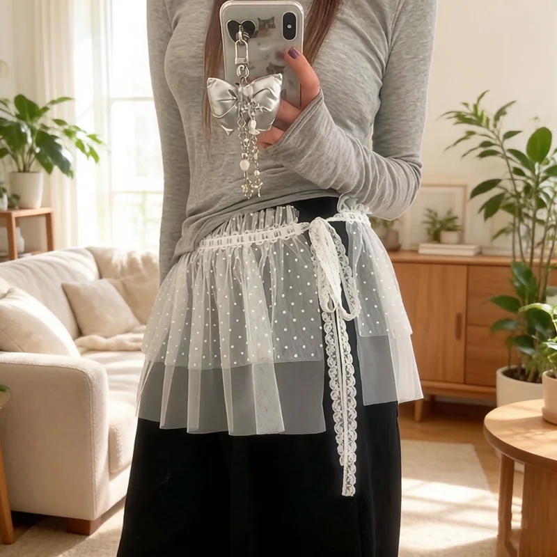 NEW Women Lace Hem Skirt, White Polka Dot Mesh Halfbody Skirt, Decorative Hemline Ornament, Daily Fashion Jeans Matching Bottoms
NEW Women Lace Hem Skirt, White Polka Dot Mesh Halfbody Skirt, Decorative Hemline Ornament, Daily Fashion Jeans Matching Bottoms