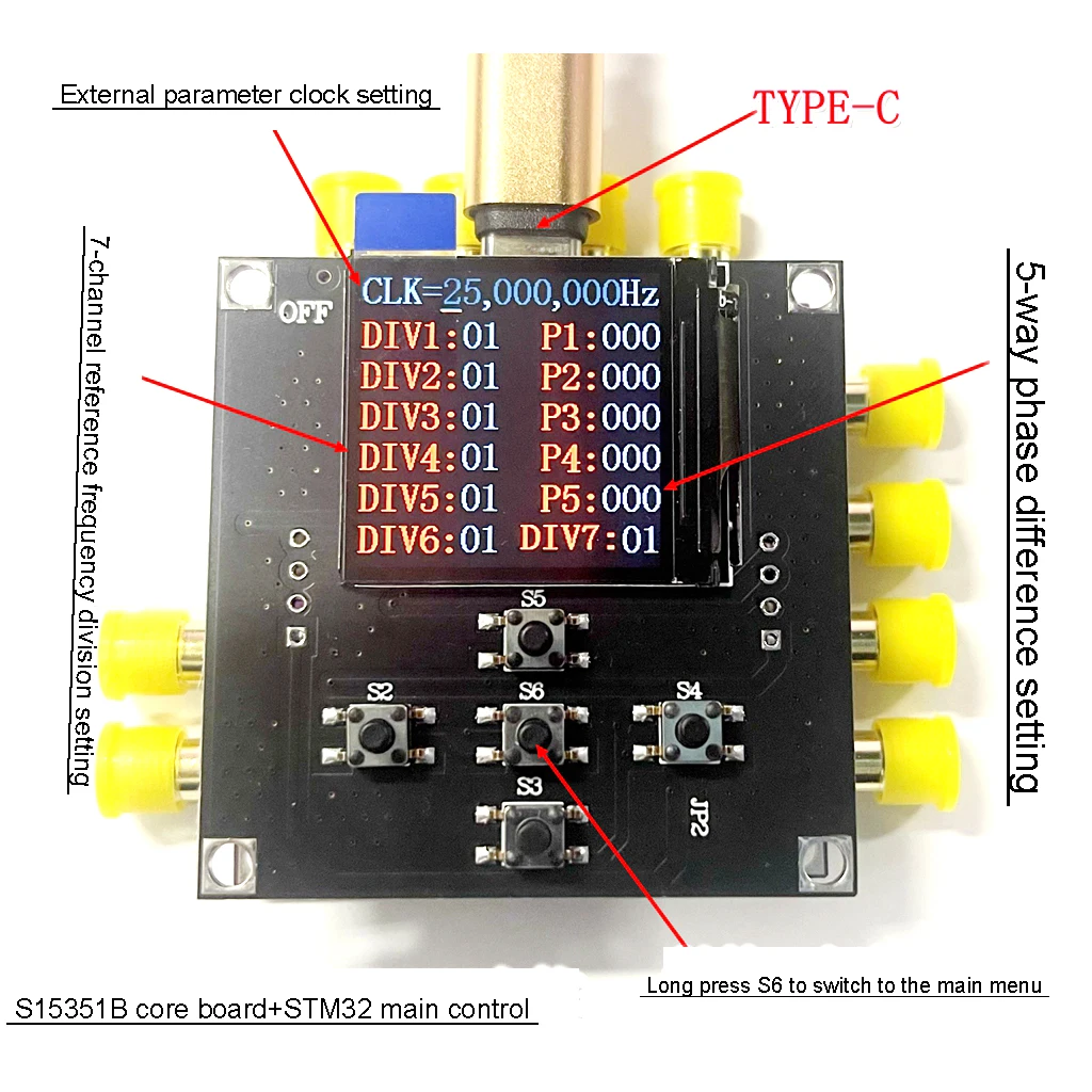2,5K-200M Si5351B Clock Generator Module Signal Generator 8-Channel Clock Source for crystal oscillators VCXOs PLLs
2,5K-200M Si5351B Clock Generator Module Signal Generator 8-Channel Clock Source for crystal oscillators VCXOs PLLs