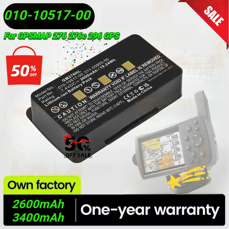 3400mAh/2600mAh 010-10517-00 GPS Navigator Battery for Garmin GPSMAP 276 296 276C 376C 378 495 478 EGM478 100054300 011-00955-00
3400mAh/2600mAh 010-10517-00 GPS Navigator Battery for Garmin GPSMAP 276 296 276C 376C 378 495 478 EGM478 100054300 011-00955-00