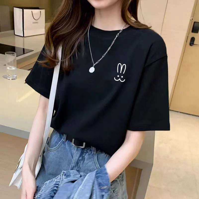 2025 summer explosions cotton short-sleeved T-shirt T-neck loose casual fashion comfortable cute rabbit print women's clothing.
2025 summer explosions cotton short-sleeved T-shirt T-neck loose casual fashion comfortable cute rabbit print women's clothing.