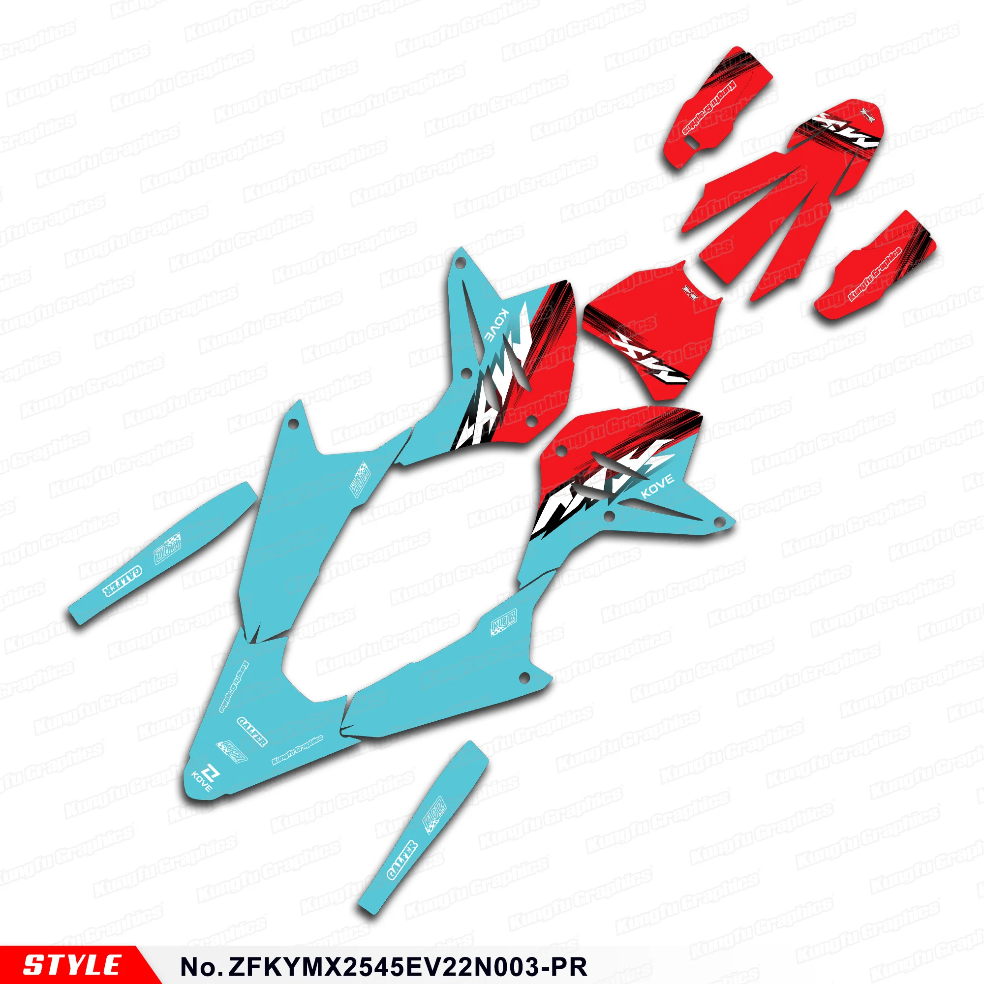 JY RACING Graphics Kit Sticker Set for KOVE MX 250 MX250 GEN2 MX 450 MX450, Accessories, ZFKYMX2545EV22N003-PR
JY RACING Graphics Kit Sticker Set for KOVE MX 250 MX250 GEN2 MX 450 MX450, Accessories, ZFKYMX2545EV22N003-PR