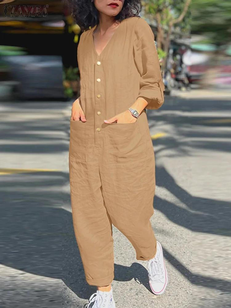 ZANZEA Fashion Women V Neck Long Sleeve Jumpsuits Elegant Casual Loose Long Overalls Vintage Playsuits Solid OL Work Rompers
ZANZEA Fashion Women V Neck Long Sleeve Jumpsuits Elegant Casual Loose Long Overalls Vintage Playsuits Solid OL Work Rompers