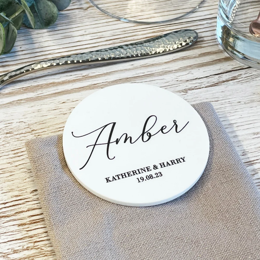 Personalised Acrylic Wedding Party Place Card Luxury Coasters Custom Couple's Name Coasters Wedding Decor Guest Seating Tag
Personalised Acrylic Wedding Party Place Card Luxury Coasters Custom Couple's Name Coasters Wedding Decor Guest Seating Tag