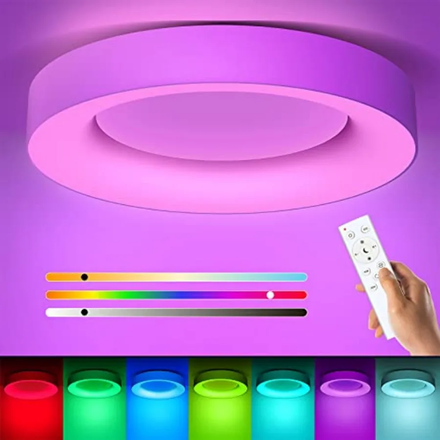 Светодиодный потолочный светильник RGB с пультом ДУ, 36 Вт, диммируемый, с изменением цвета 3000K-6500K, современный дизайн
Светодиодный потолочный светильник RGB с пультом ДУ, 36 Вт, диммируемый, с изменением цвета 3000K-6500K, современный дизайн