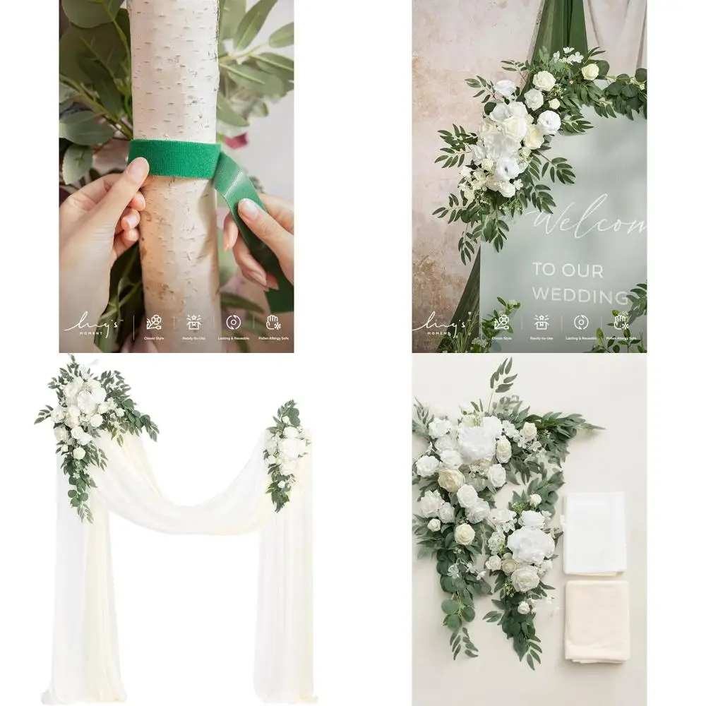 4-Piece Wedding Arch Kit: Hanging Silk Drapes & Chion Drapes for Spring Ceremony, Outdoor Decor with Rose Arbor Backdrop and Whi
4-Piece Wedding Arch Kit: Hanging Silk Drapes & Chion Drapes for Spring Ceremony, Outdoor Decor with Rose Arbor Backdrop and Whi