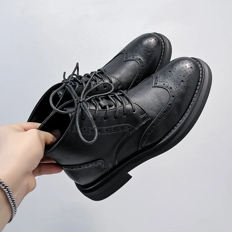 men fashion original leather boots lace-up carving brogue shoes black brown cowboy platform boot spring autumn ankle botas mans
men fashion original leather boots lace-up carving brogue shoes black brown cowboy platform boot spring autumn ankle botas mans