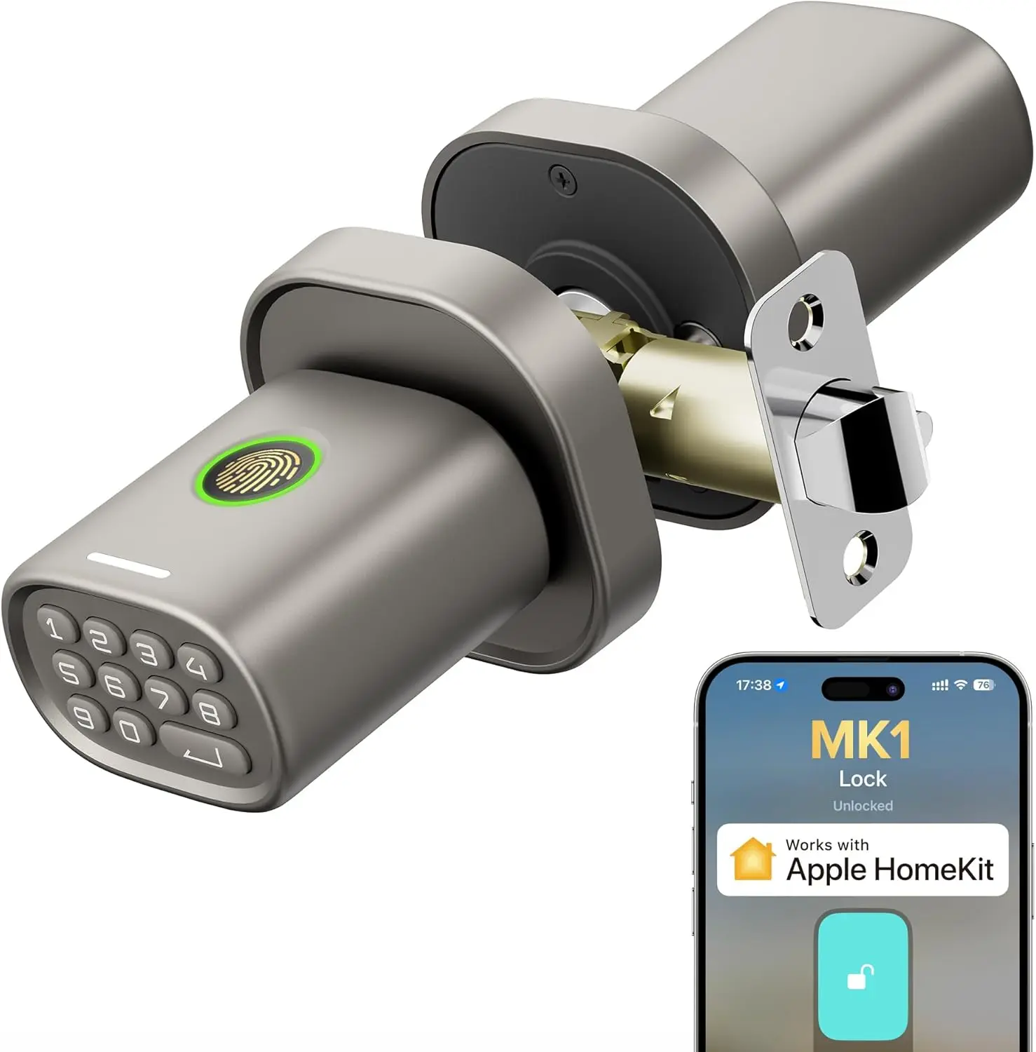 Smart Fingerprint Door Lock with Keypad, HomeKit & Thread Support, iOS Compatible for Interior Doors
Smart Fingerprint Door Lock with Keypad, HomeKit & Thread Support, iOS Compatible for Interior Doors