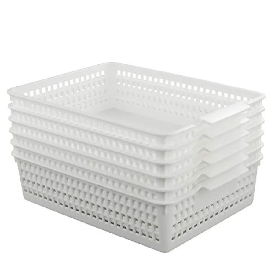 6Pack Plastic Storage Trays Basket Organization Basket Tray for Paper File White
6Pack Plastic Storage Trays Basket Organization Basket Tray for Paper File White