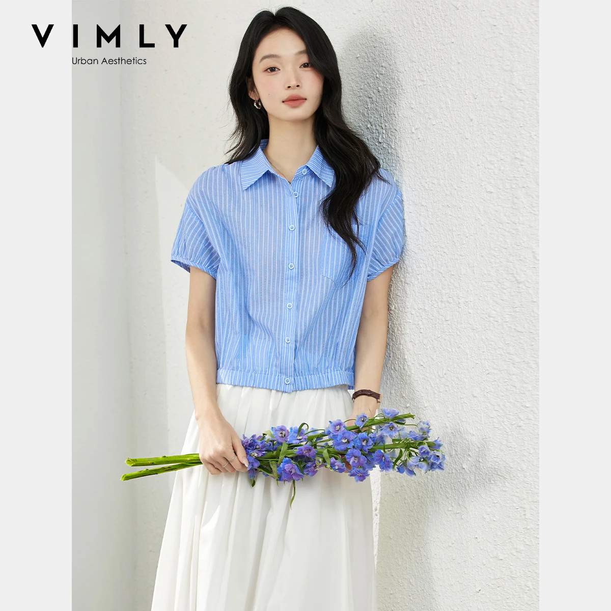VIMLY Casual Blue Striped Shirts 2025 Women Summer Pure Cotton Short Sleeve Tops for Woman Ladies Button Up Shirt Clothes A1751
VIMLY Casual Blue Striped Shirts 2025 Women Summer Pure Cotton Short Sleeve Tops for Woman Ladies Button Up Shirt Clothes A1751
