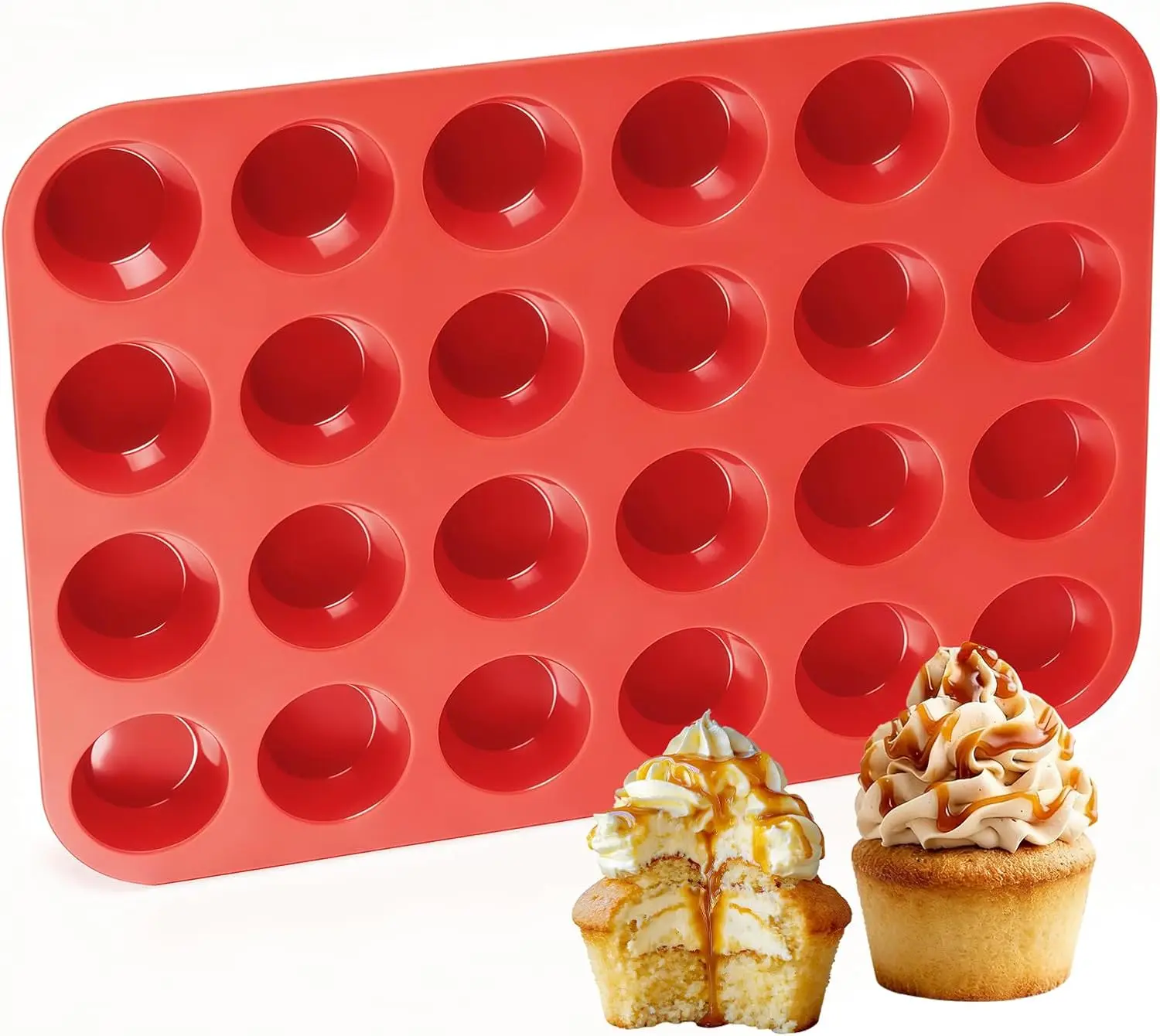 24-Cup Nonstick Silicone Mini Muffin Pan, Flexible Baking Mold, Easy Release, Oven Safe to 446°F
24-Cup Nonstick Silicone Mini Muffin Pan, Flexible Baking Mold, Easy Release, Oven Safe to 446°F
