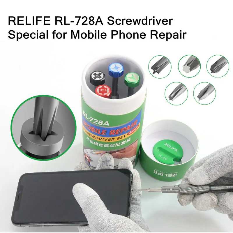 RELIFE RL-728A Набор отверток для обслуживания мобильных телефонов 2,5 IP17 1,5 0,8 0,6 Высокая твердость Специальная стальная режущая головка S2
RELIFE RL-728A Набор отверток для обслуживания мобильных телефонов 2,5 IP17 1,5 0,8 0,6 Высокая твердость Специальная стальная режущая головка S2