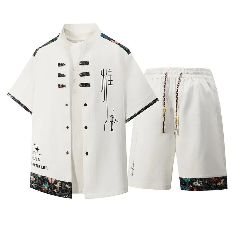 Summer Fashion Trend Printed Ice Silk Sports Short Sleeve Shorts Set Men's Loose Comfortable Breathable Large Size Two-Piece Set
Summer Fashion Trend Printed Ice Silk Sports Short Sleeve Shorts Set Men's Loose Comfortable Breathable Large Size Two-Piece Set