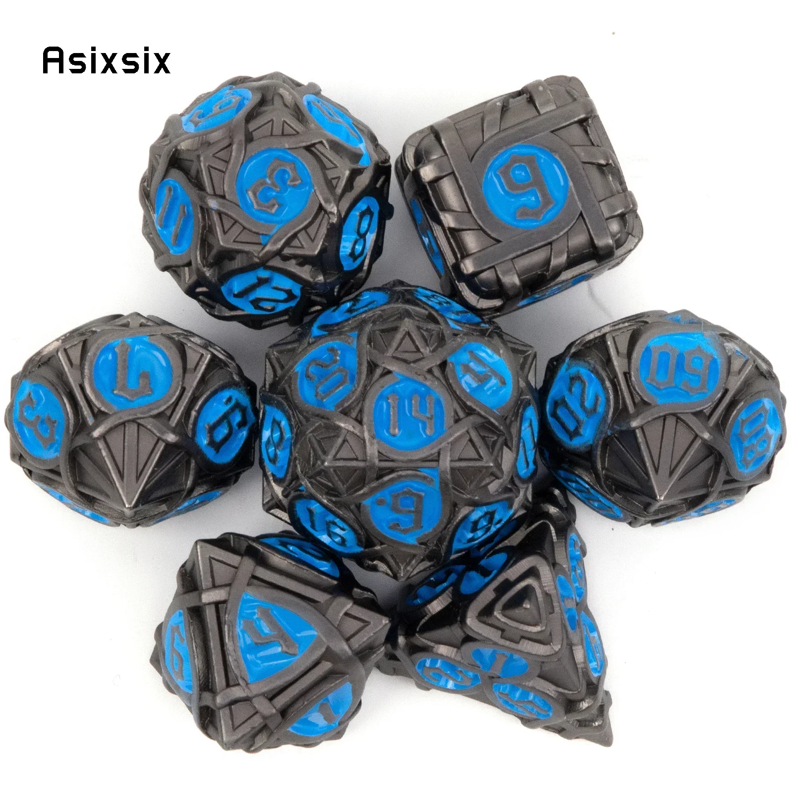 7 Pcs Blue Black Stripe Metal DicePerfect For Rpgs, Board Games, And Card Games.Dice For Games, Dnd Dice Set
7 Pcs Blue Black Stripe Metal DicePerfect For Rpgs, Board Games, And Card Games.Dice For Games, Dnd Dice Set