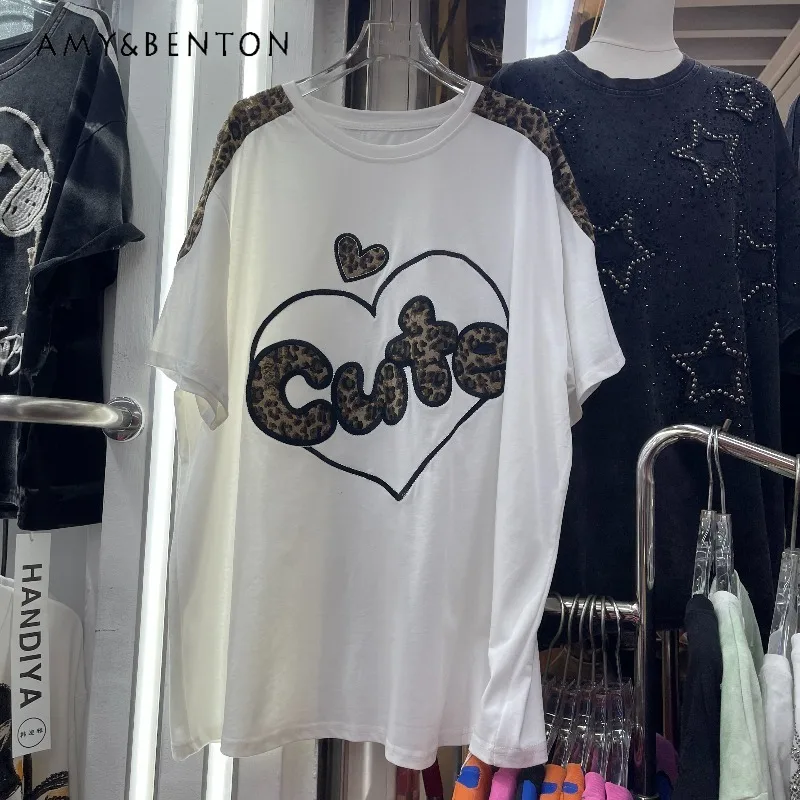 Trendy New Leopard Print Fashion T-shirt For Women's 2026 Summer Slimming Chic Short Sleeved Heavy Craft O-neck Top Y2k Clothes
Trendy New Leopard Print Fashion T-shirt For Women's 2026 Summer Slimming Chic Short Sleeved Heavy Craft O-neck Top Y2k Clothes