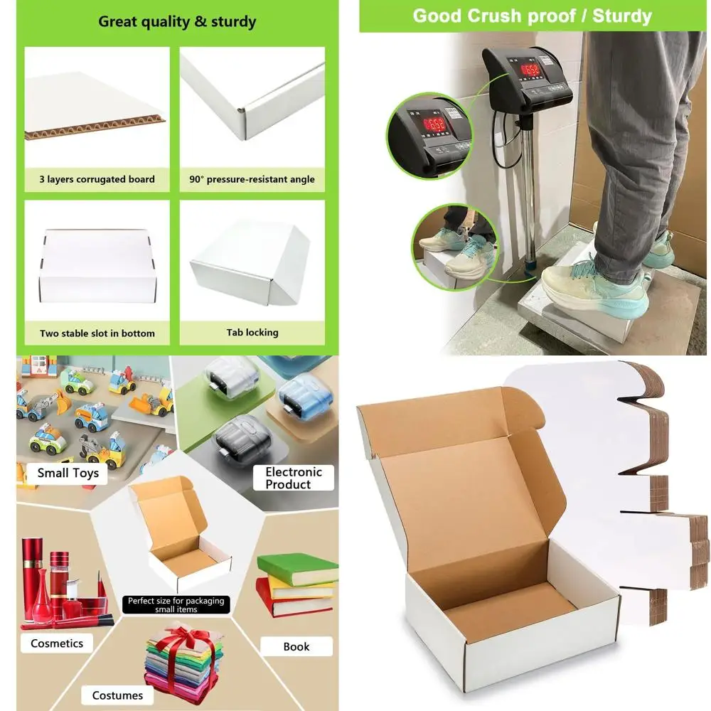 50 упаковок белых гофрированных картонных коробок 8x6x3 для малого бизнеса, подарков, ящиков и повседневных нужд
50 упаковок белых гофрированных картонных коробок 8x6x3 для малого бизнеса, подарков, ящиков и повседневных нужд