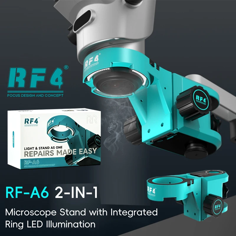 RF4 RF-A6 2in1 Microscope Stand With LED Lamp Brightness adjustable for Stereo Microscope Phone Maintenance Repair Tool
RF4 RF-A6 2in1 Microscope Stand With LED Lamp Brightness adjustable for Stereo Microscope Phone Maintenance Repair Tool