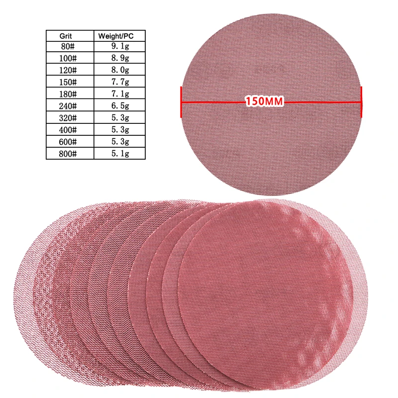 15ШТ 6-дюймовая 150-миллиметровая модернизированная наждачная бумага Auto net Сетчатые шлифовальные диски без пыли с антиблокировкой 80 #-800 # Сортировка крупы для шлифования древесины 
15ШТ 6-дюймовая 150-миллиметровая модернизированная наждачная бумага Auto net Сетчатые шлифовальные диски без пыли с антиблокировкой 80 #-800 # Сортировка крупы для шлифования древесины